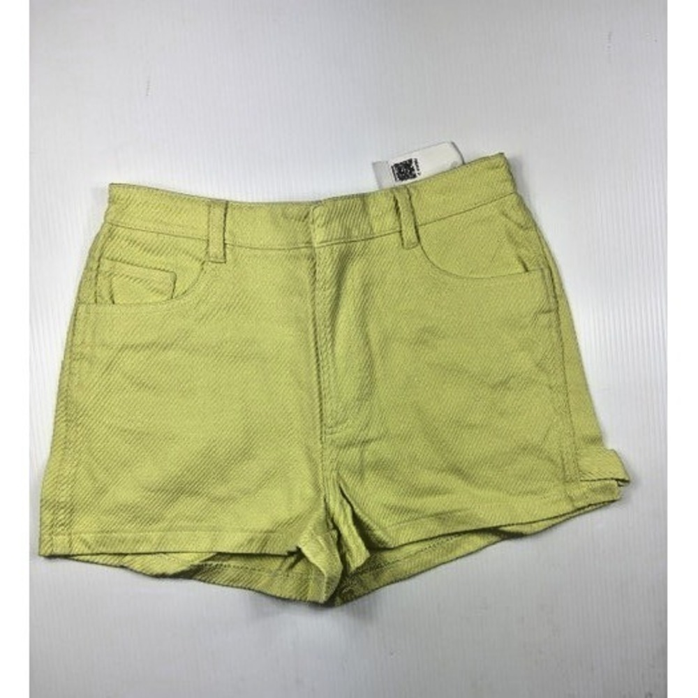 Forever 21 Womens Size Medium Wild Lime Green Denim Shorts High Rise 100% Cotton